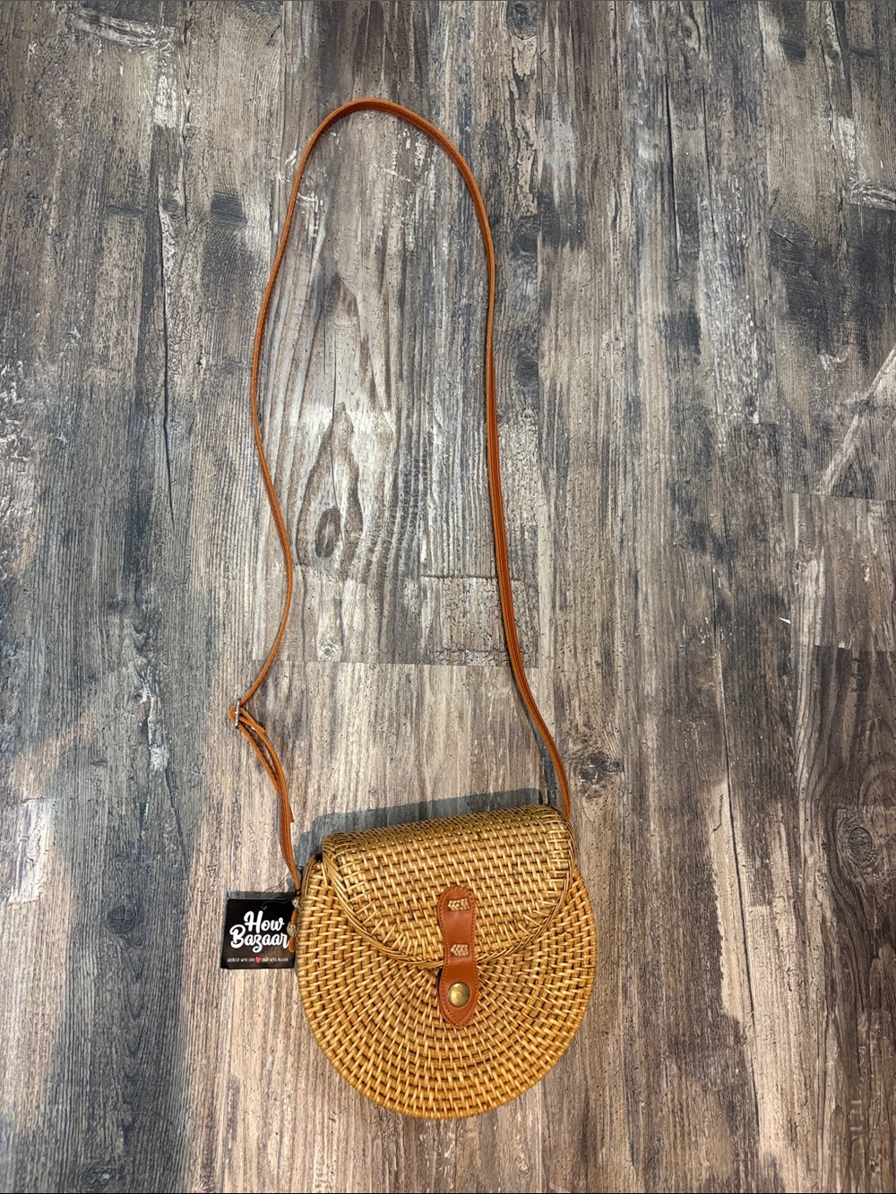 Apple bag Handwoven Round Crossbody Bag - Natural Straw adjustable